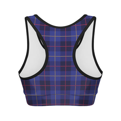 Deep Blue Stewart Tartan Print Women's Sports Bra