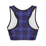 Deep Blue Stewart Tartan Print Women's Sports Bra