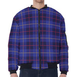 Deep Blue Stewart Tartan Print Zip Sleeve Bomber Jacket