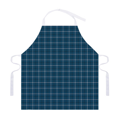 Deep Blue Tattersall Pattern Print Adjustable Apron
