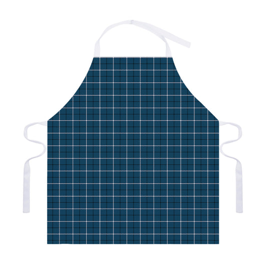 Deep Blue Tattersall Pattern Print Adjustable Apron