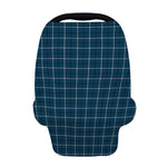 Deep Blue Tattersall Pattern Print Baby Seat Cover