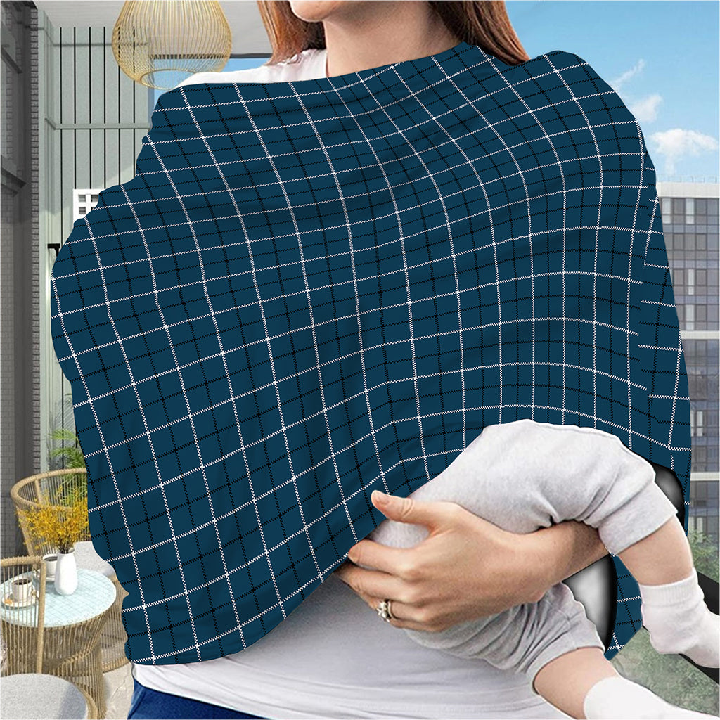 Deep Blue Tattersall Pattern Print Baby Seat Cover