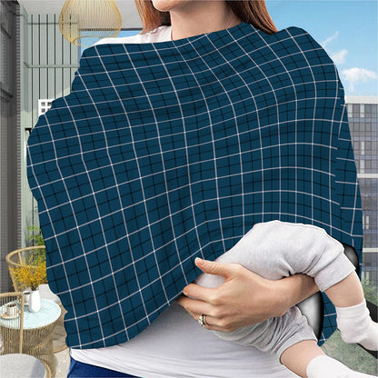 Deep Blue Tattersall Pattern Print Baby Seat Cover