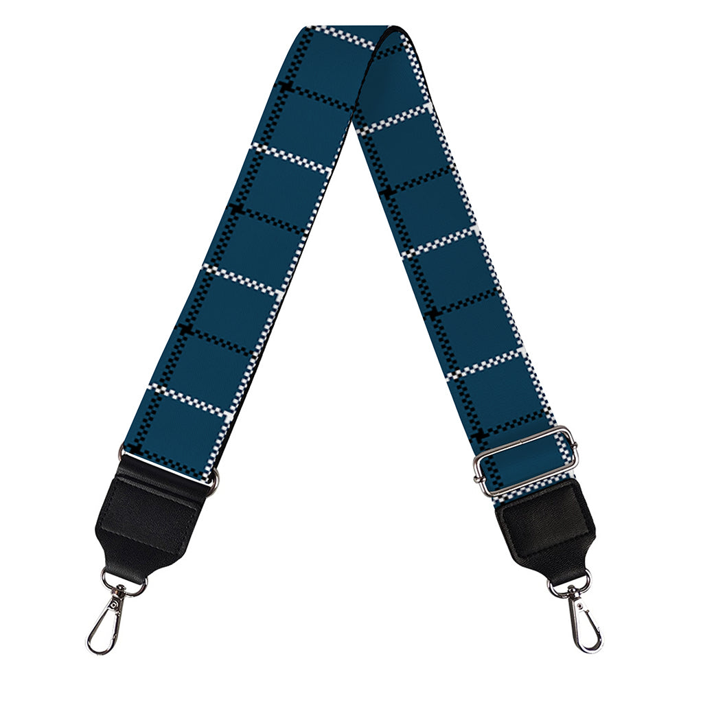 Deep Blue Tattersall Pattern Print Bag Strap