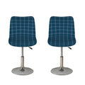 Deep Blue Tattersall Pattern Print Bar Stool Covers