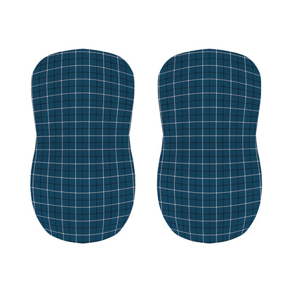 Deep Blue Tattersall Pattern Print Bar Stool Covers