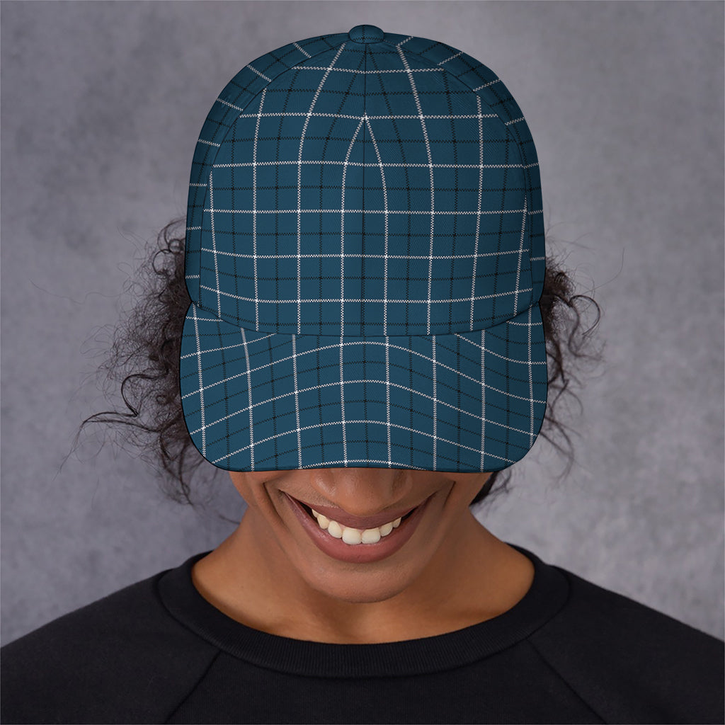 Deep Blue Tattersall Pattern Print Baseball Cap