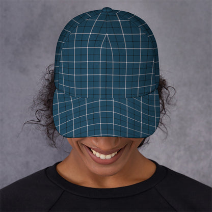 Deep Blue Tattersall Pattern Print Baseball Cap