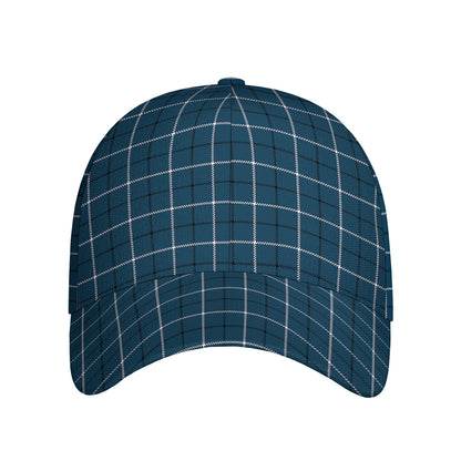 Deep Blue Tattersall Pattern Print Baseball Cap