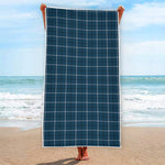 Deep Blue Tattersall Pattern Print Beach Towel