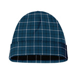 Deep Blue Tattersall Pattern Print Beanie