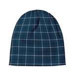 Deep Blue Tattersall Pattern Print Beanie