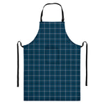Deep Blue Tattersall Pattern Print Bib Apron With Pocket