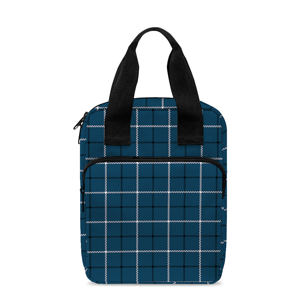 Deep Blue Tattersall Pattern Print Bible Tote Bag