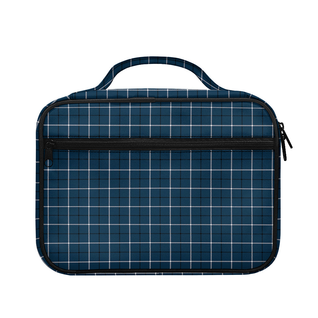 Deep Blue Tattersall Pattern Print Briefcase Bible Bag