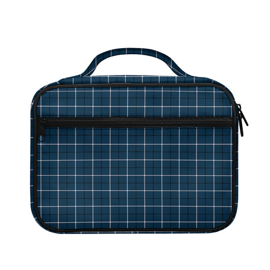 Deep Blue Tattersall Pattern Print Briefcase Bible Bag