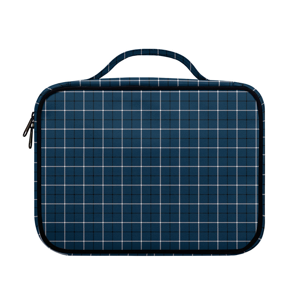 Deep Blue Tattersall Pattern Print Briefcase Bible Bag