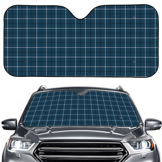 Deep Blue Tattersall Pattern Print Car Windshield Sun Shade