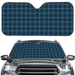 Deep Blue Tattersall Pattern Print Car Windshield Sun Shade