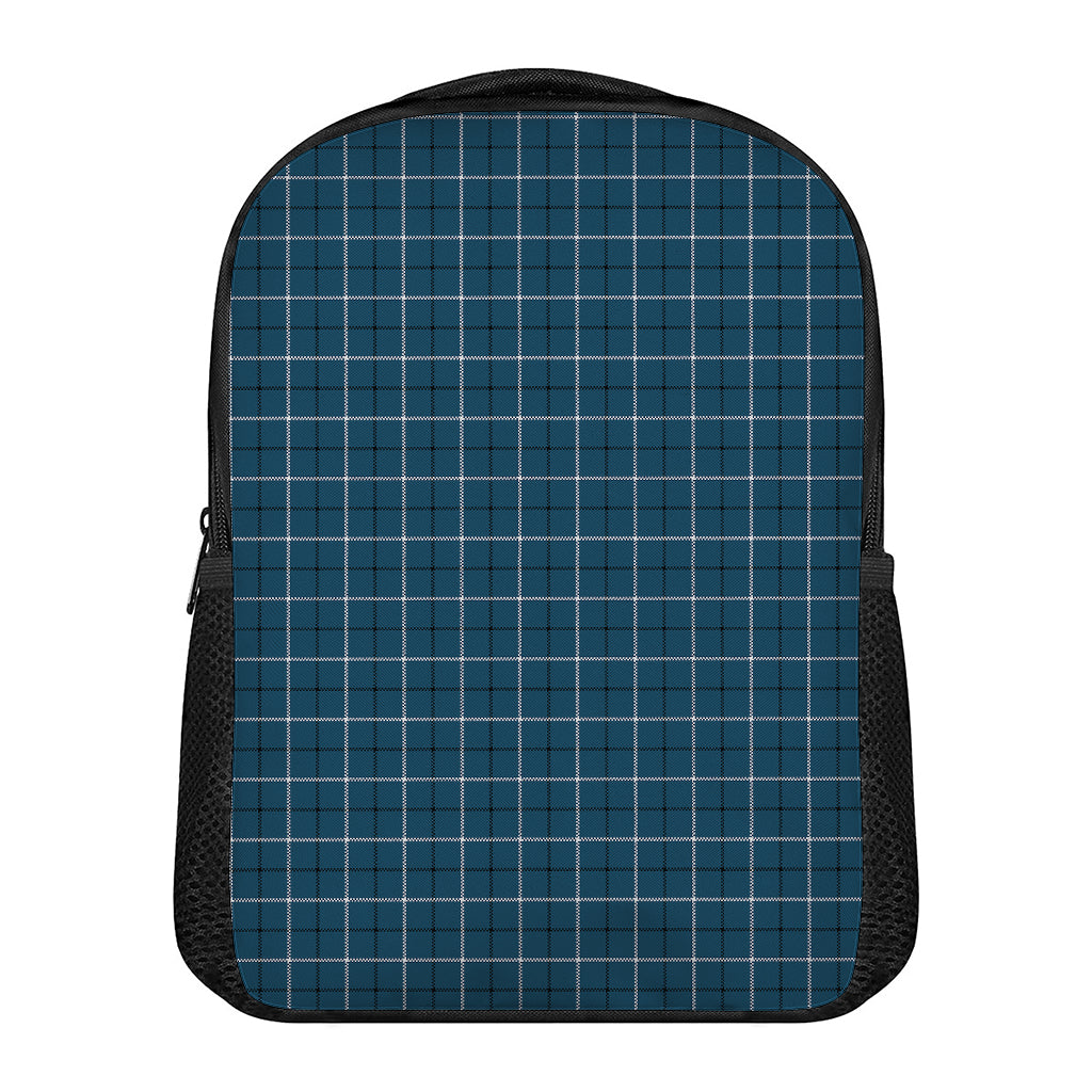 Deep Blue Tattersall Pattern Print Casual Backpack