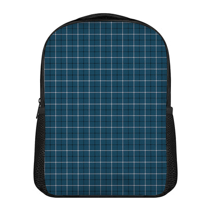 Deep Blue Tattersall Pattern Print Casual Backpack