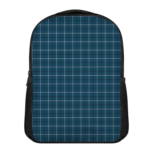 Deep Blue Tattersall Pattern Print Casual Backpack
