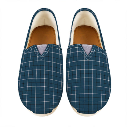 Deep Blue Tattersall Pattern Print Casual Shoes