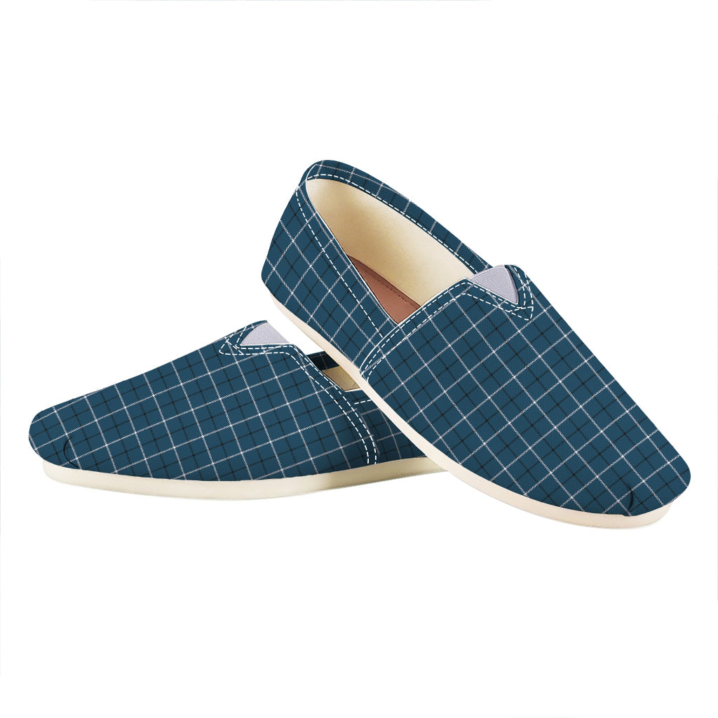 Deep Blue Tattersall Pattern Print Casual Shoes