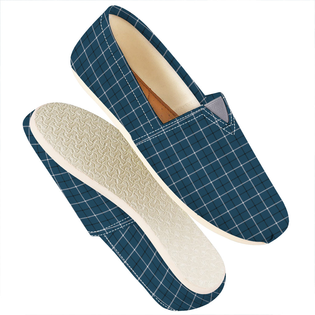 Deep Blue Tattersall Pattern Print Casual Shoes