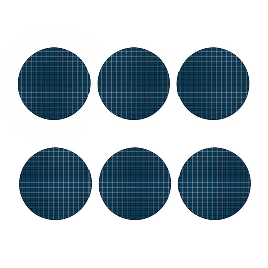 Deep Blue Tattersall Pattern Print Coaster Set