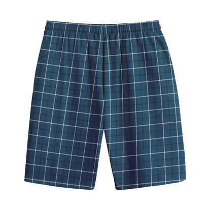 Deep Blue Tattersall Pattern Print Cotton Shorts