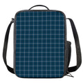 Deep Blue Tattersall Pattern Print Crossbody Lunch Bag