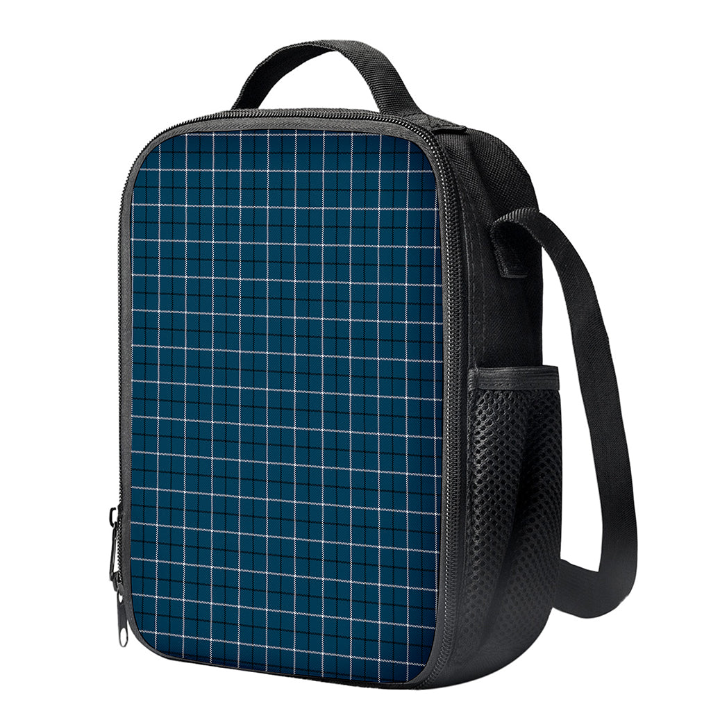 Deep Blue Tattersall Pattern Print Crossbody Lunch Bag