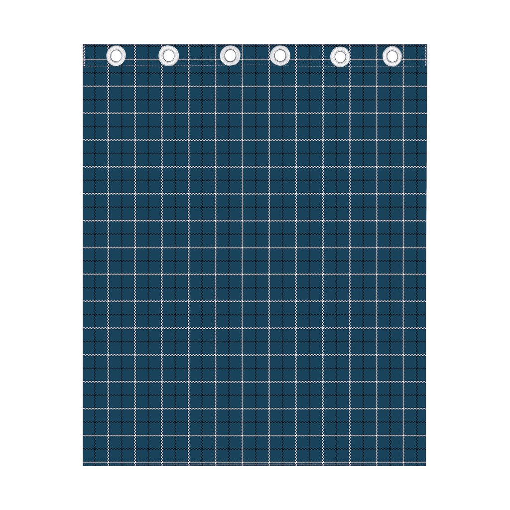 Deep Blue Tattersall Pattern Print Curtain