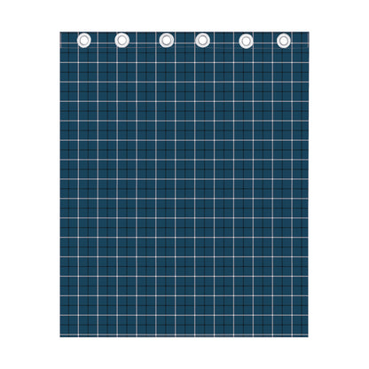 Deep Blue Tattersall Pattern Print Curtain