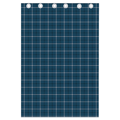 Deep Blue Tattersall Pattern Print Curtain