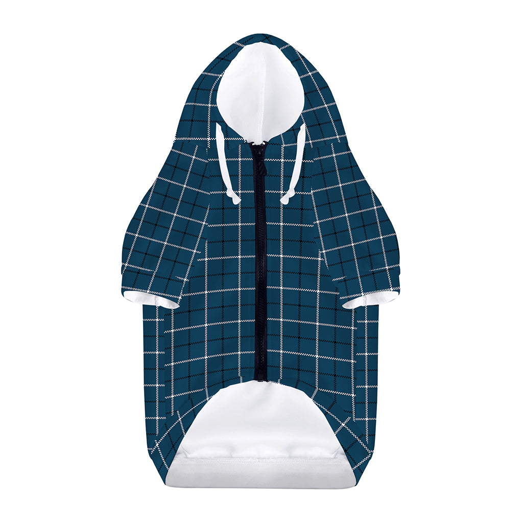 Deep Blue Tattersall Pattern Print Dog Zip Up Hoodie
