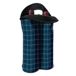 Deep Blue Tattersall Pattern Print Double Neoprene Wine Tote