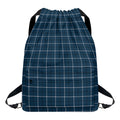 Deep Blue Tattersall Pattern Print Drawstring Backpack