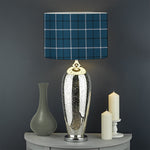 Deep Blue Tattersall Pattern Print Drum Lamp Shade