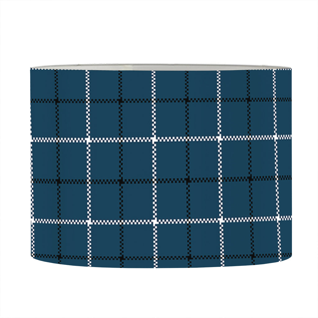 Deep Blue Tattersall Pattern Print Drum Lamp Shade