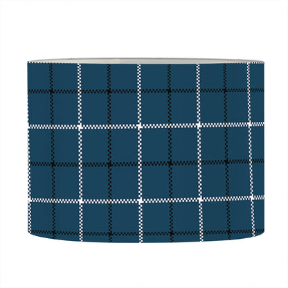 Deep Blue Tattersall Pattern Print Drum Lamp Shade
