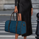 Deep Blue Tattersall Pattern Print Duffle Bag