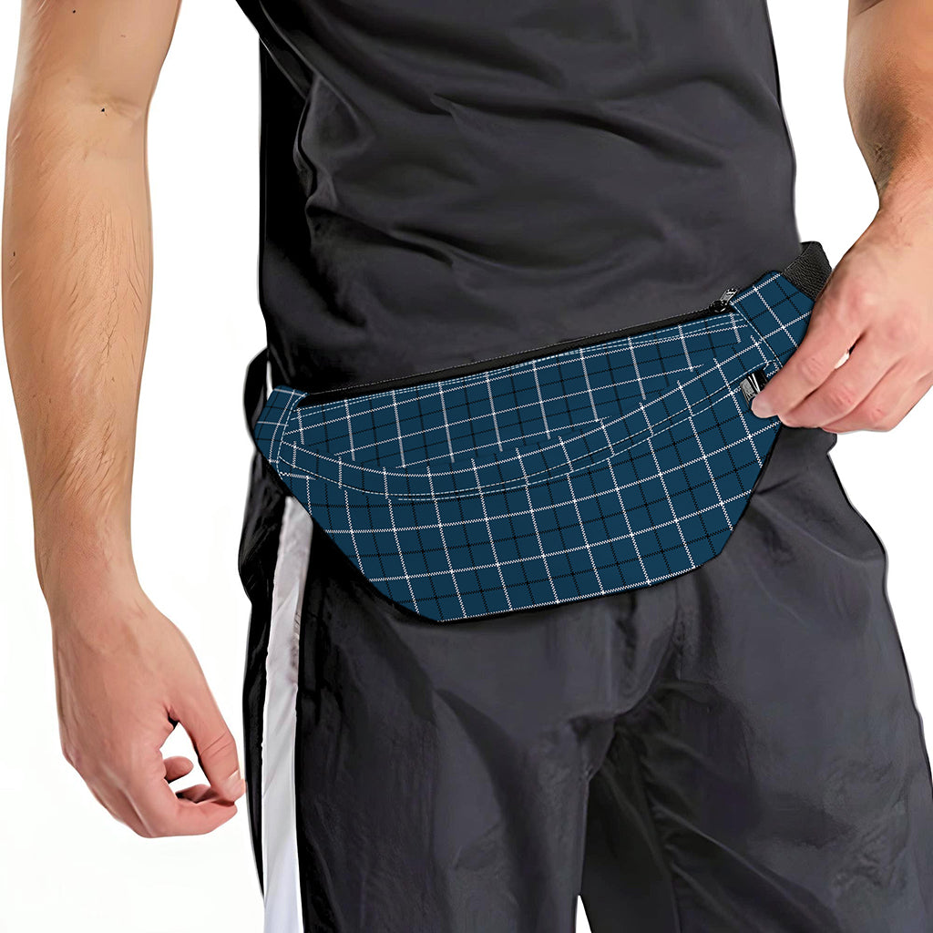 Deep Blue Tattersall Pattern Print Fanny Pack