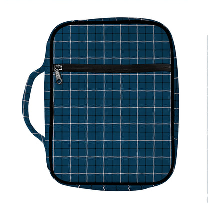 Deep Blue Tattersall Pattern Print Front Pocket Bible Bag