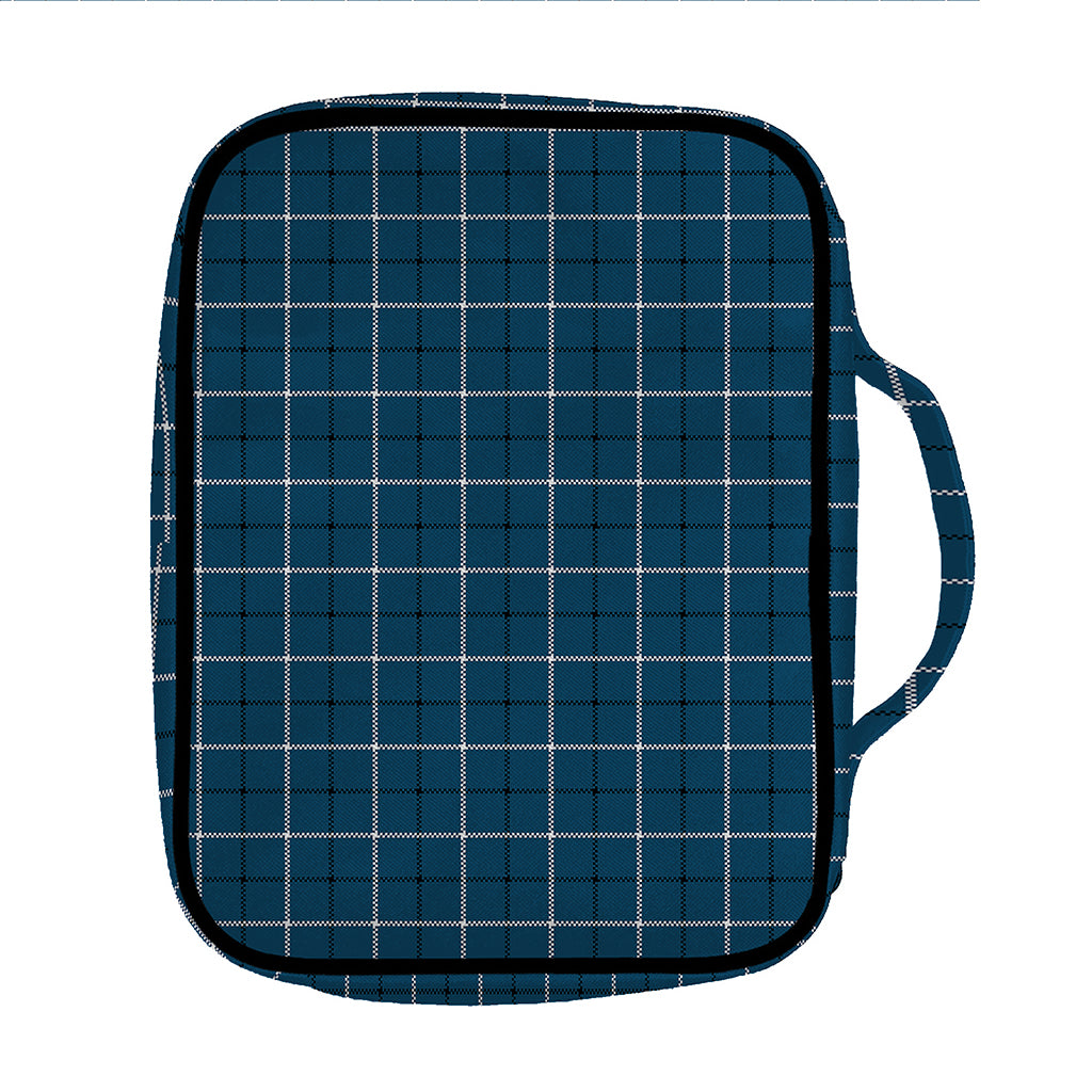 Deep Blue Tattersall Pattern Print Front Pocket Bible Bag