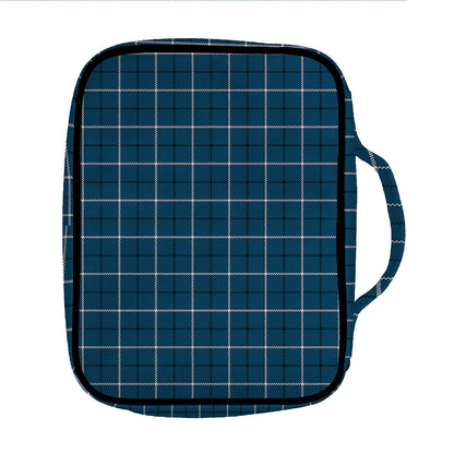 Deep Blue Tattersall Pattern Print Front Pocket Bible Bag