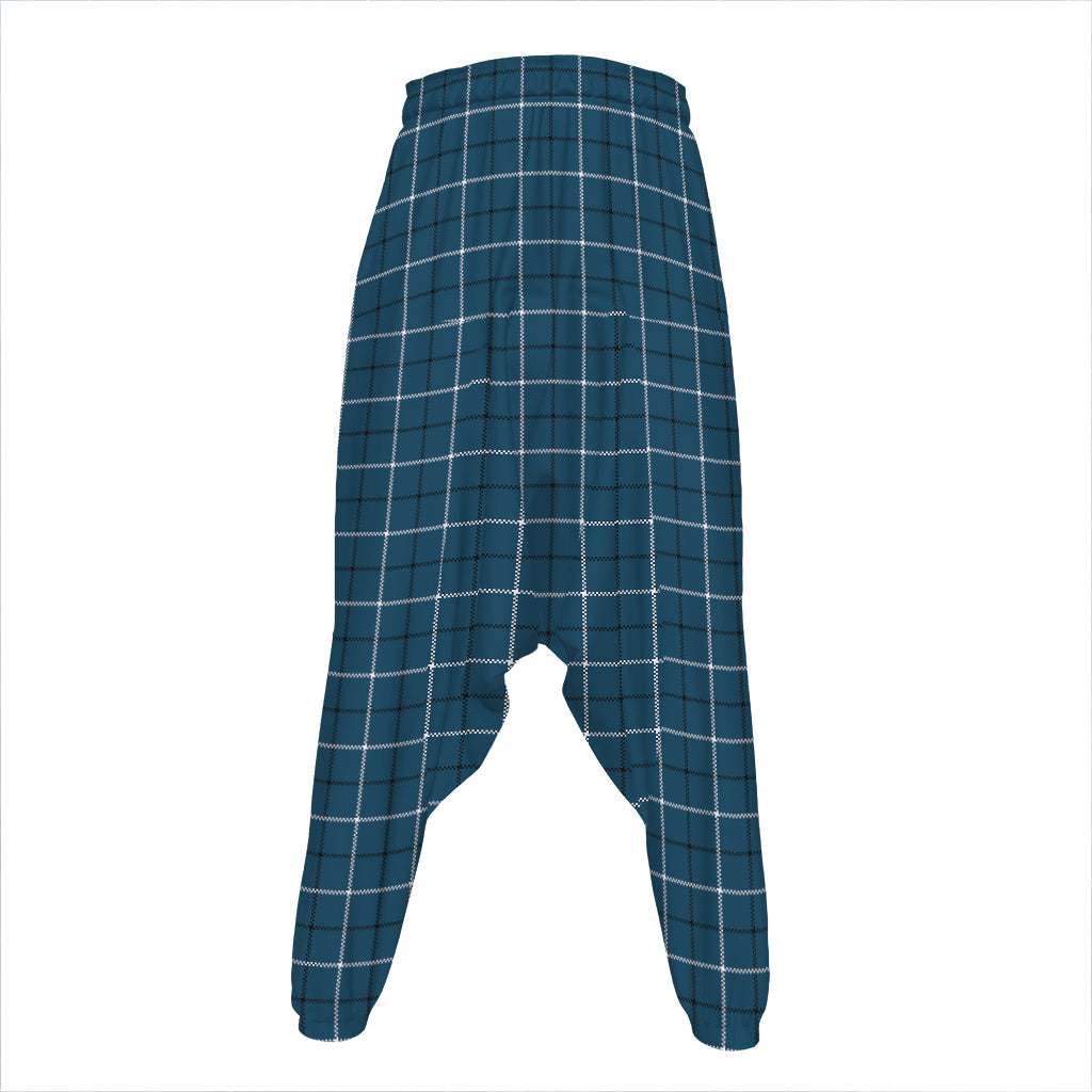 Deep Blue Tattersall Pattern Print Hammer Pants