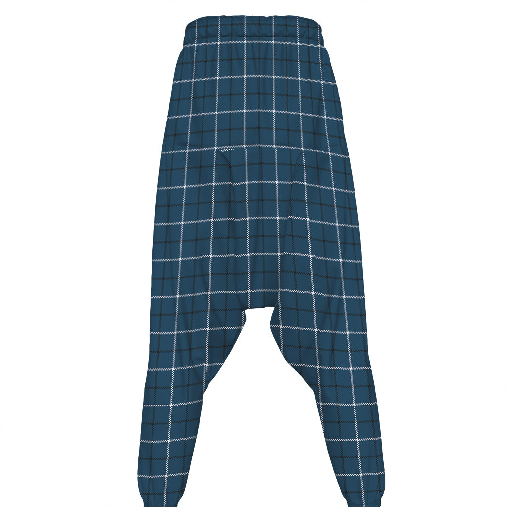 Deep Blue Tattersall Pattern Print Hammer Pants